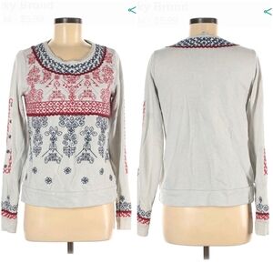 Lucky Lotus scoop neck long sleeve sweatshirt sweater sz Medium